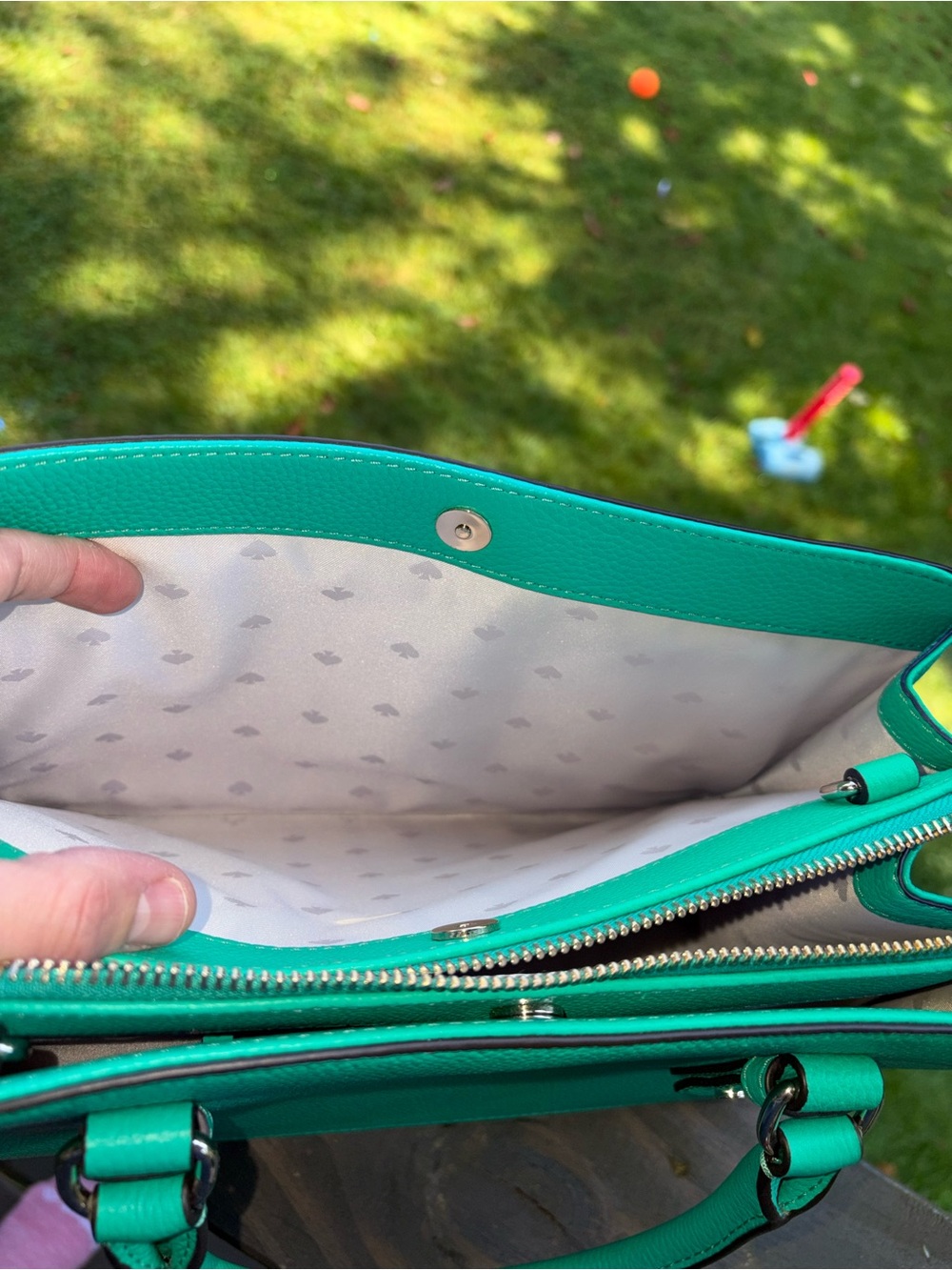 kate spade Turquoise pebbled Leather Structured Satchel - Picture 6 of 12